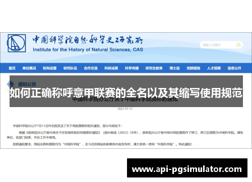 如何正确称呼意甲联赛的全名以及其缩写使用规范